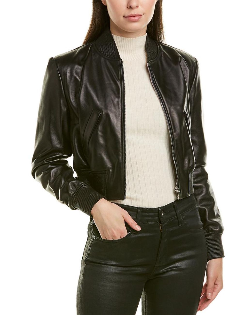Michael Kors Leather Bomber Jacket in Black Lyst