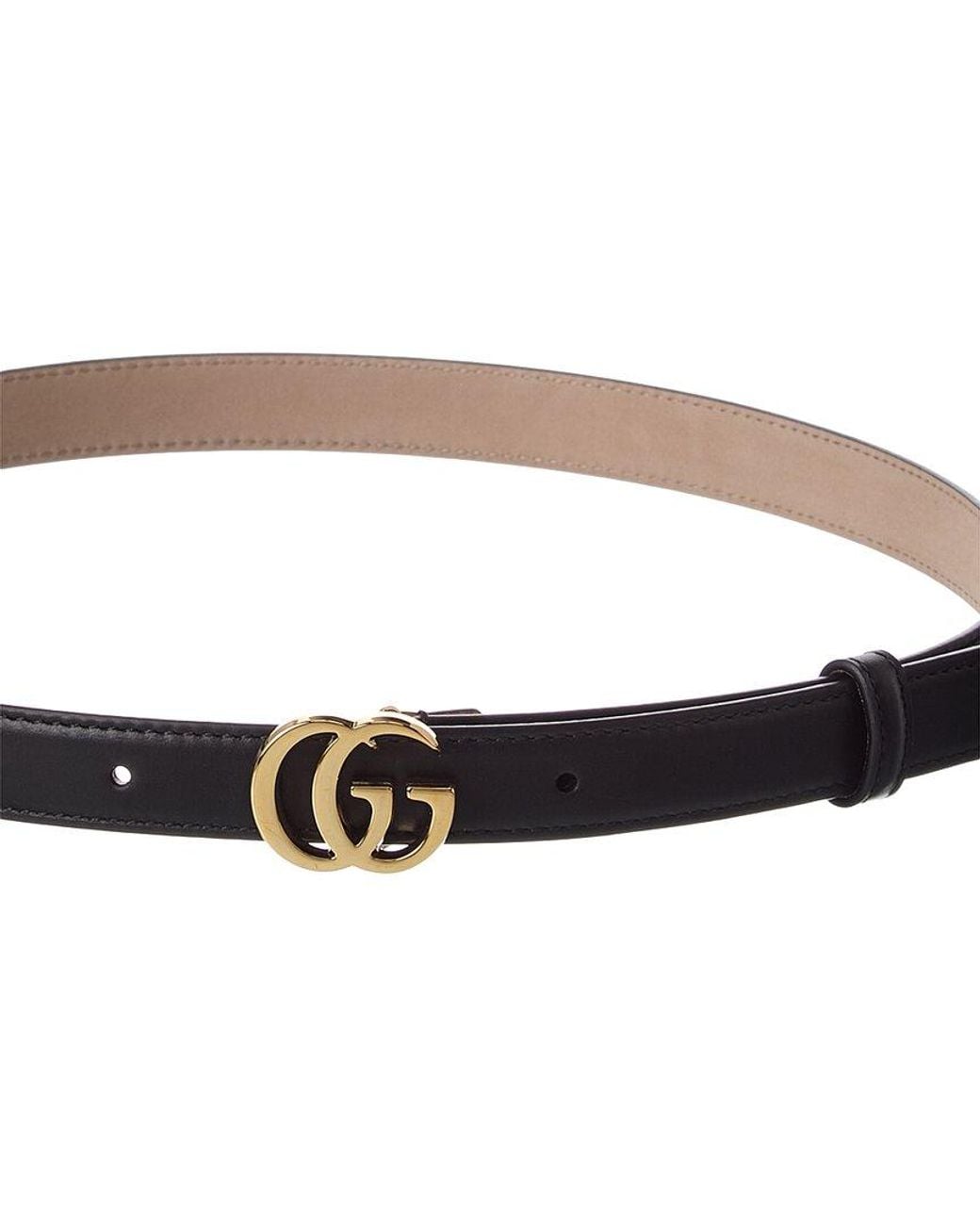 Gucci Black Gg Marmont Thin Leather Belt