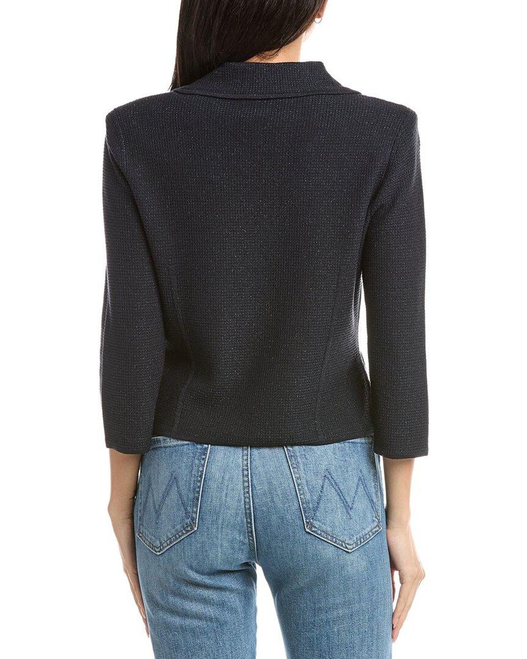 St. John Gray Fitted Knit Jacket