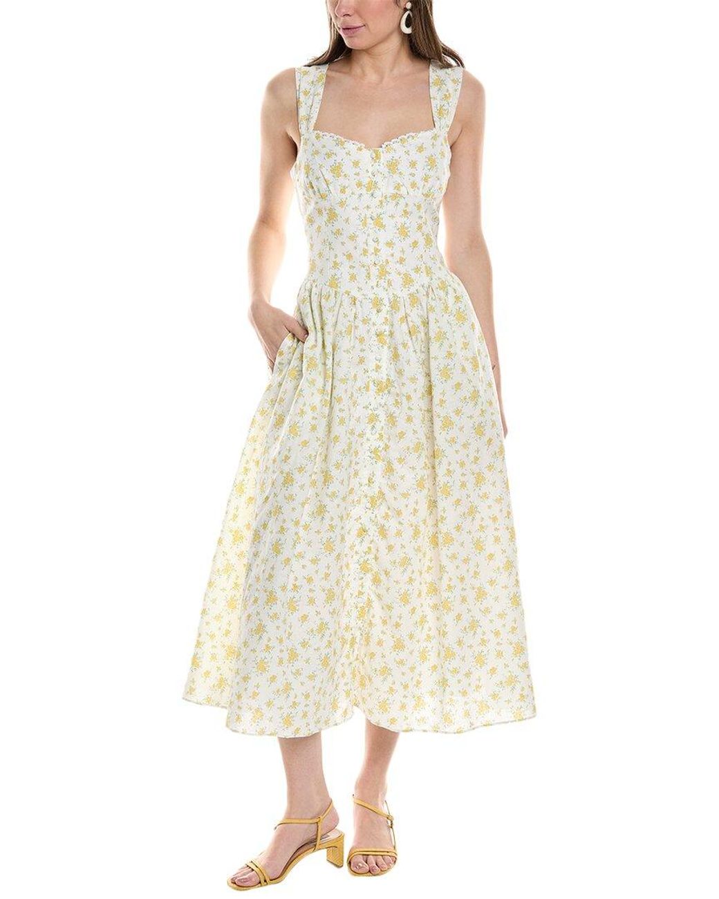 Bardot Malea Linen blend Midi Dress in Natural Lyst UK