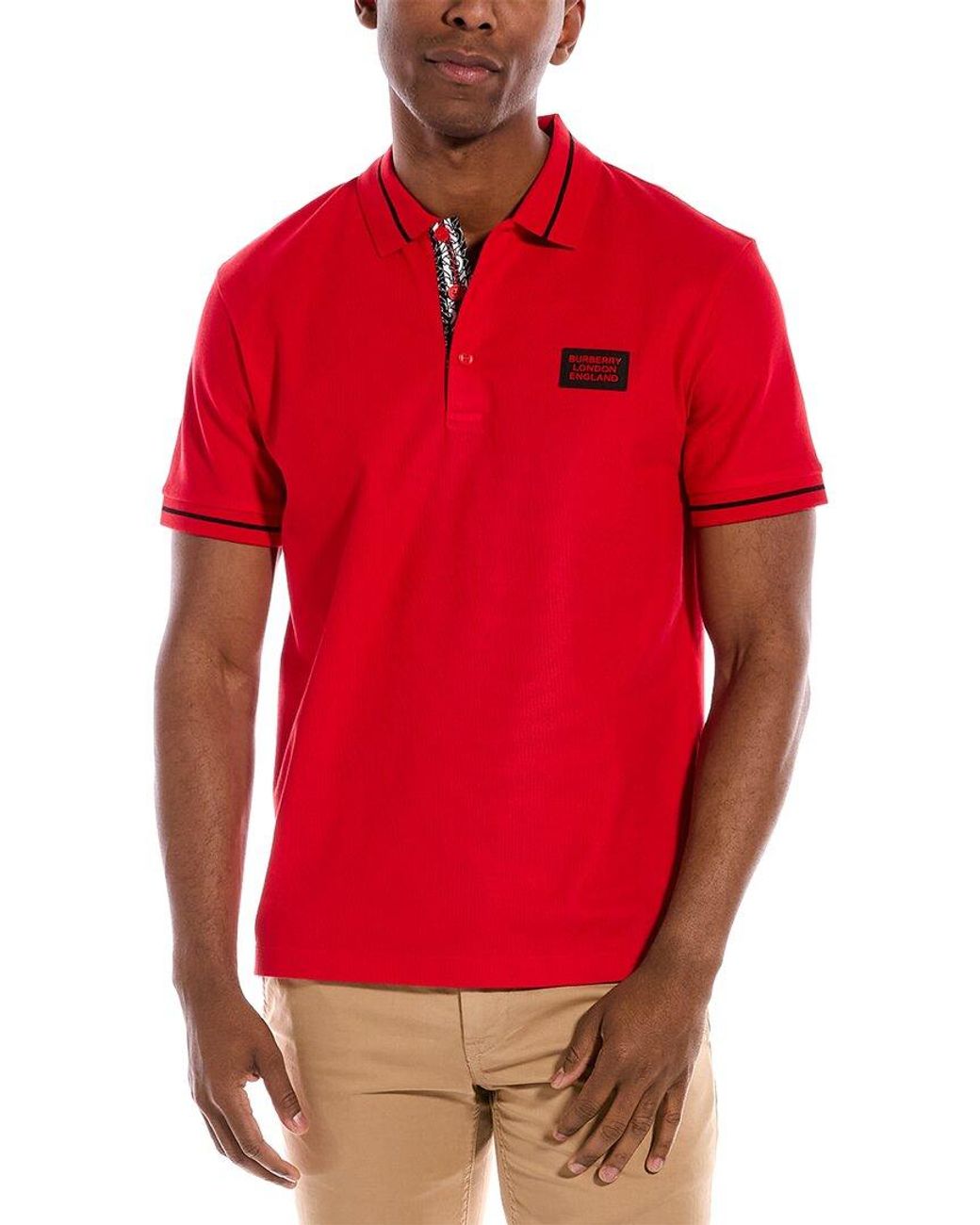 Burberry Grenford Polo Shirt in Red for Men | Lyst