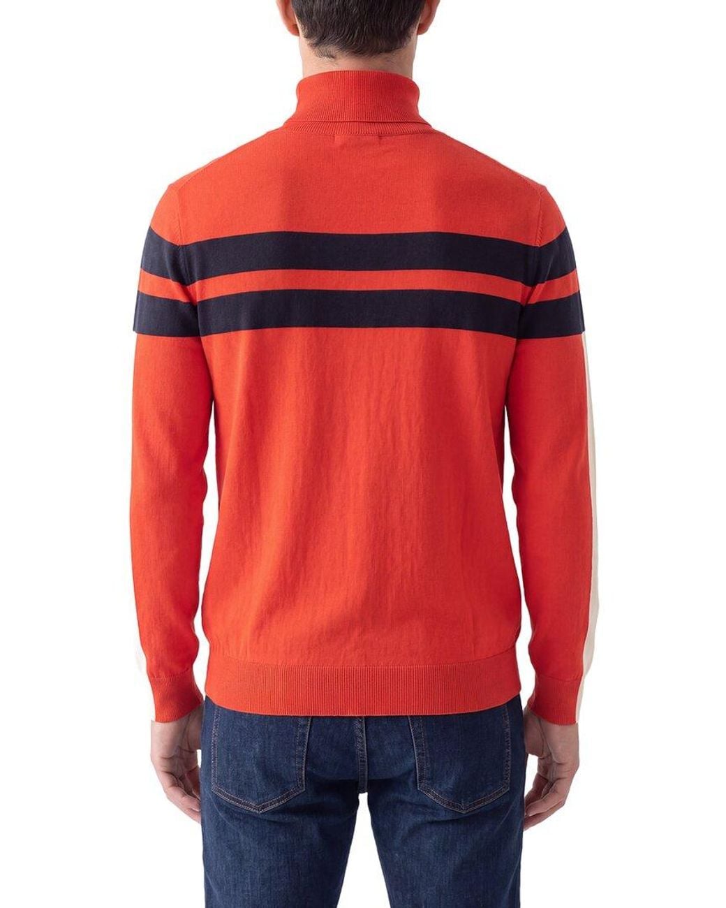 N.Peal Cashmere Red Cashmere-Blend Roll Neck Stripe Sweater for men