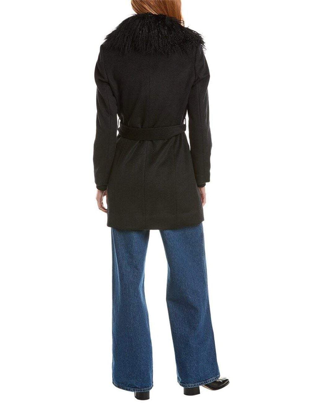 Sofiacashmere Black Sofiacashmere Oversized Collar Wool-Blend Coat