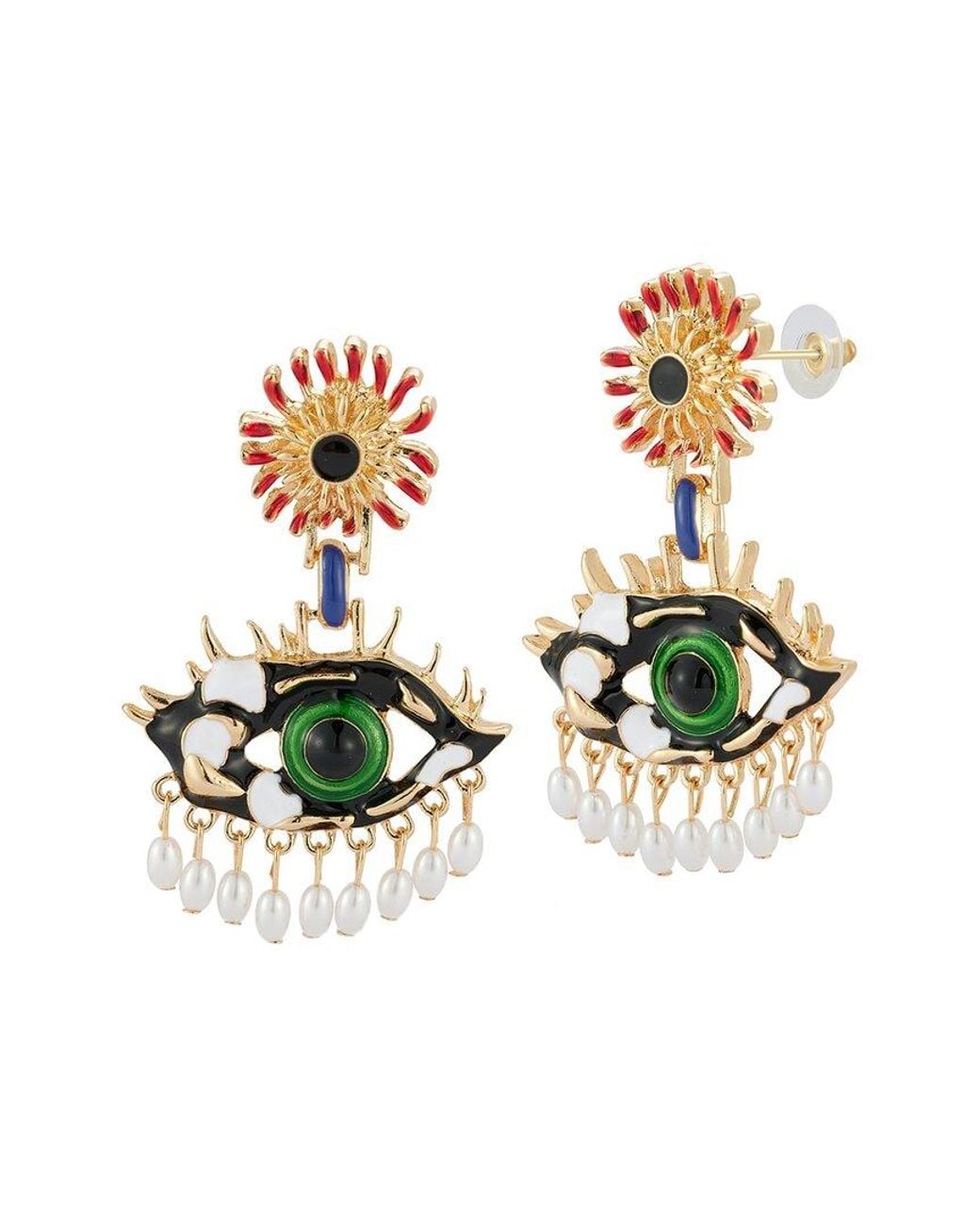 Sphera Milano White Plated Evil Eye Earrings