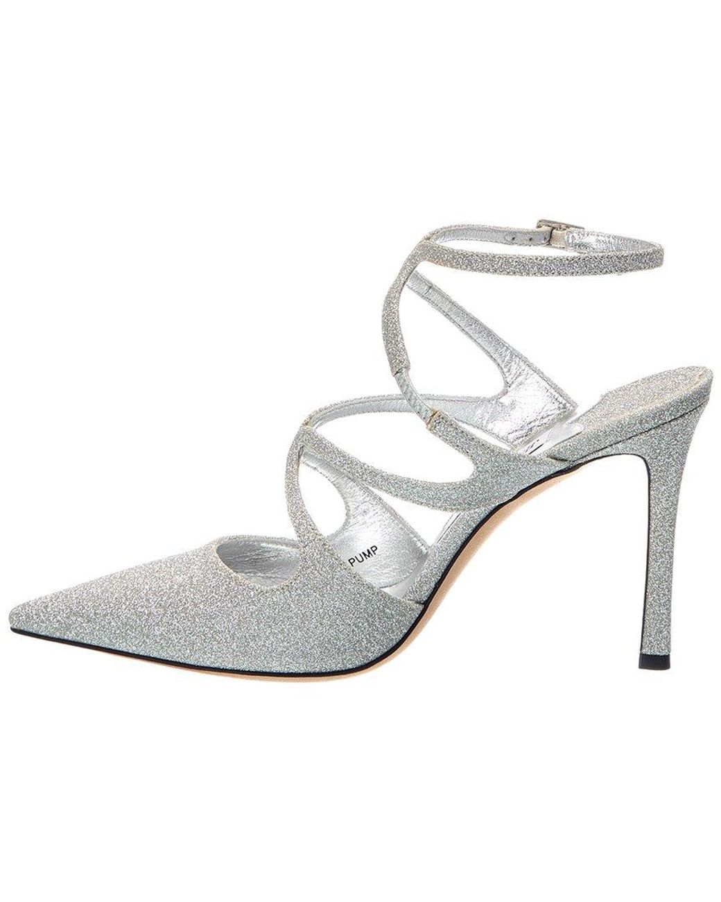 Jimmy Choo White Azia 95 Glitter Pump