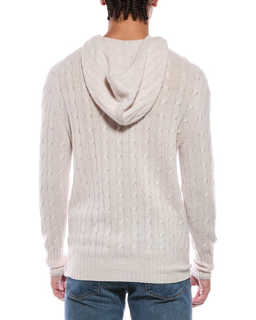 N.Peal Cashmere Natural Fitzrovia Cable 100% Cashmere Hoodie for men