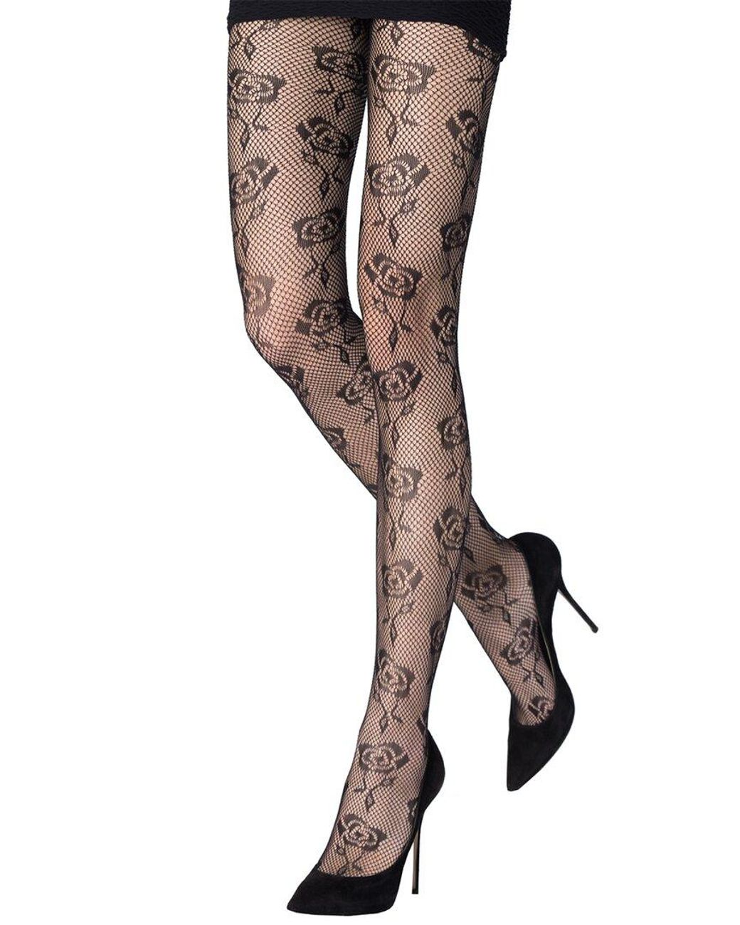 Emilio Cavallini Black Tiny Roses Nylon Tights