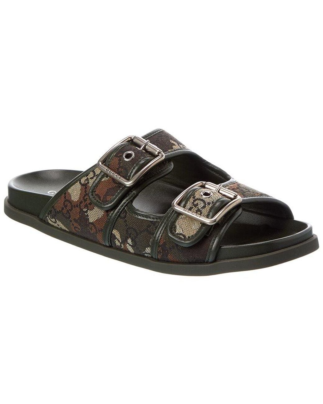 Gucci Brown Gg Canvas & Leather Sandal for men
