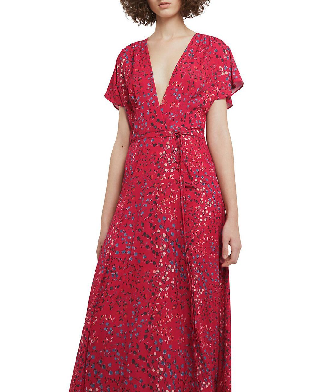 French Connection Floral Wrap Dress in Red | Lyst