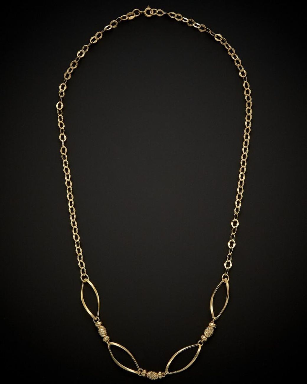 Italian Gold Black 14k Twisted Oval Bead Necklace