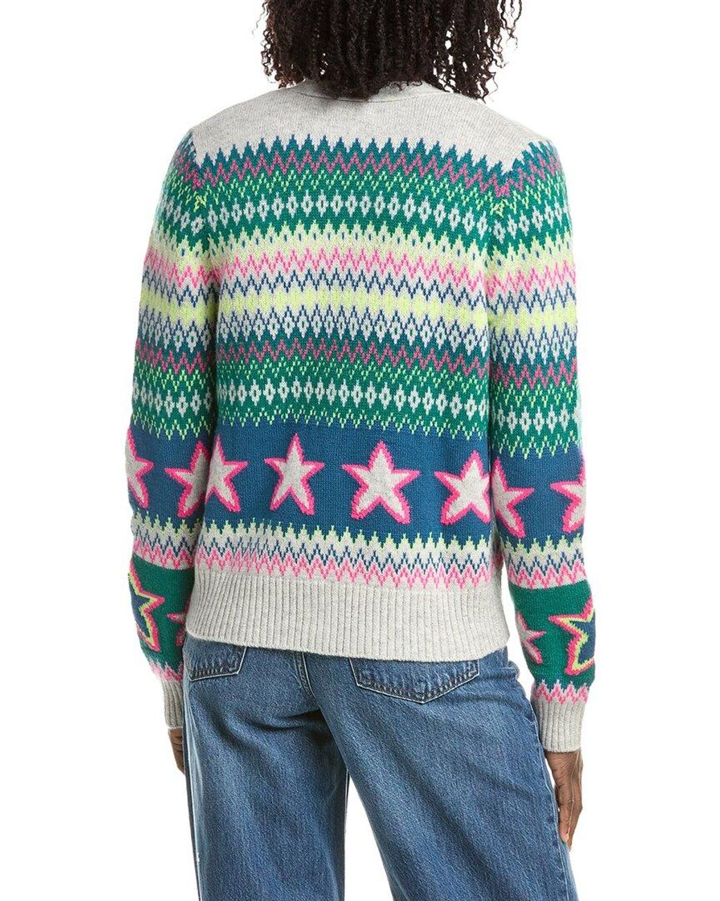 Isla White Penny Fairisle Star 100% Cashmere Cardigan