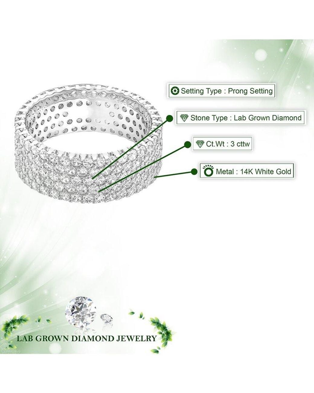 Amairah White 14K 3.00 Ct. Tw. Lab-Grown Diamond Eternity Ring