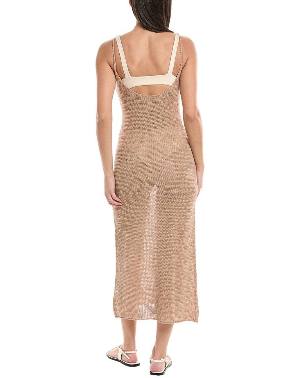 Onia Natural Textured Sweater Scoop Linen Maxi Dress