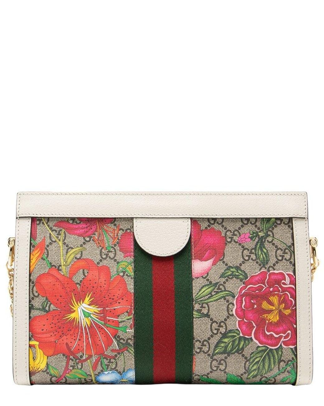 Gucci Multicolor Beige GG Supreme Canvas Flora Ophidia Medium Chain Shoulder Bag (authentic Pre-loved)