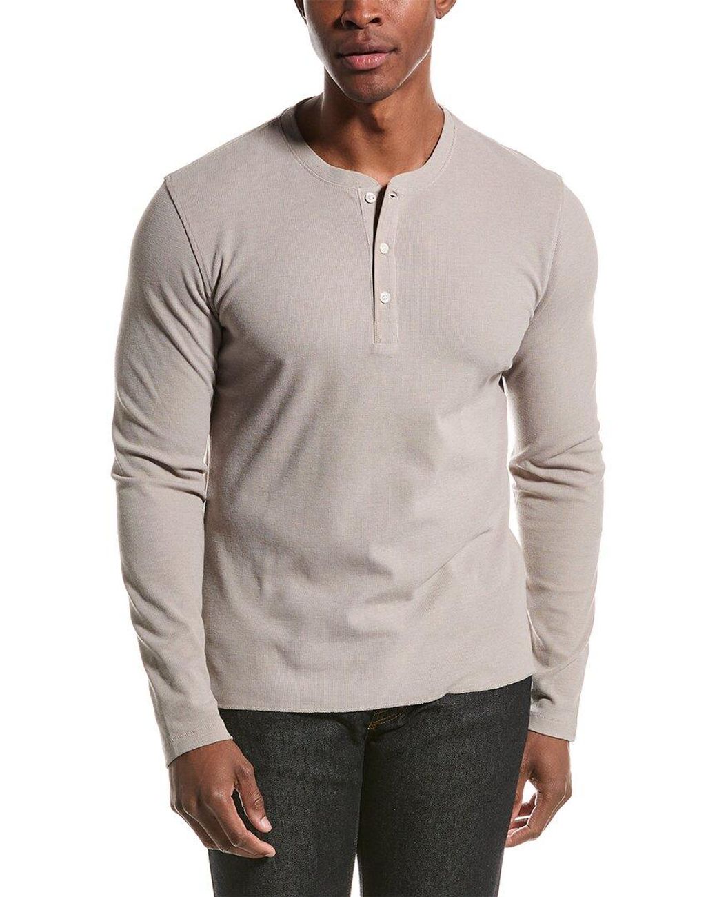 Billy Reid Mini Waffle Henley Shirt in Gray for Men Lyst