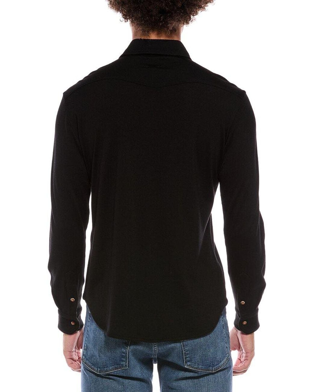 Eleventy Black Wool & Cashmere-Blend Texas Shirt for men