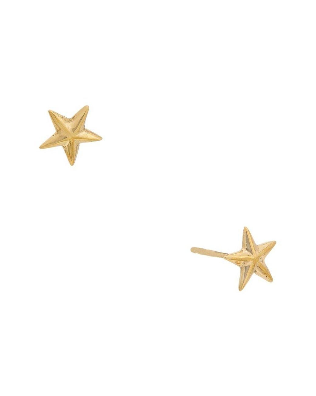 Italian Gold White 10K Star Stud Earrings