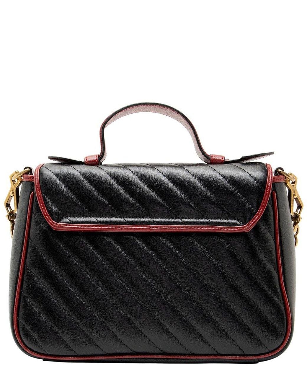 Gucci Black Matelasse Leather Torchon Gg Marmont Small Top Handle (Authentic Pre-Loved)