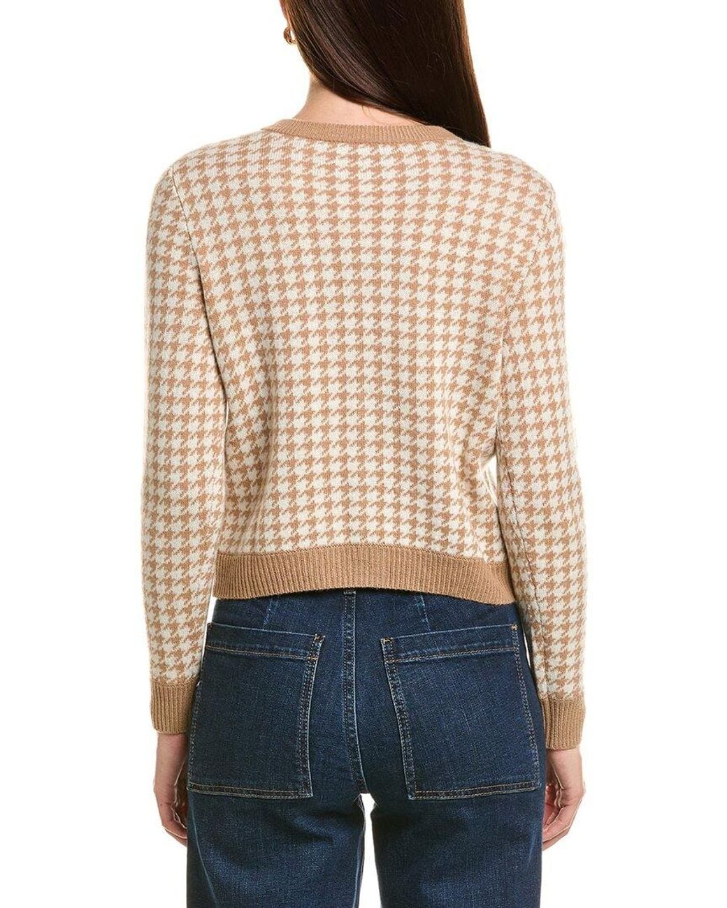 Bruno Magli Blue Houndstooth Wool & Cashmere-Blend Cardigan