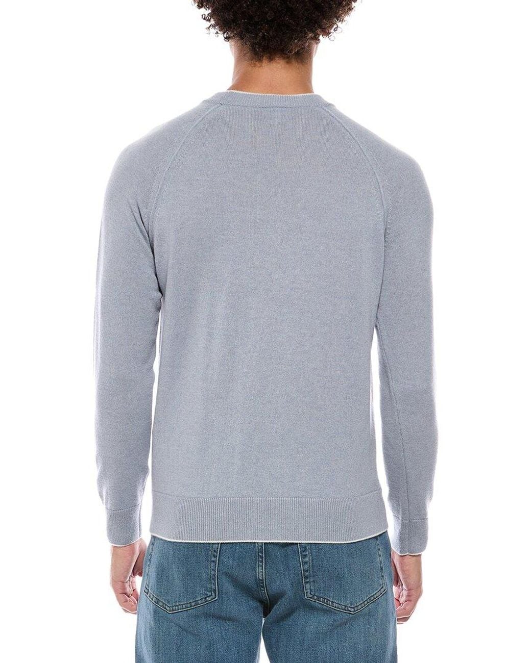 Eleventy Blue 100% Cashmere Round Neck Sweater for men