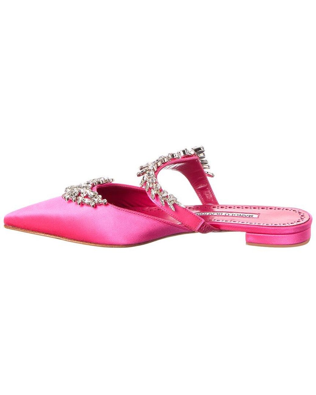 Manolo Blahnik Pink Lurum Satin Mule