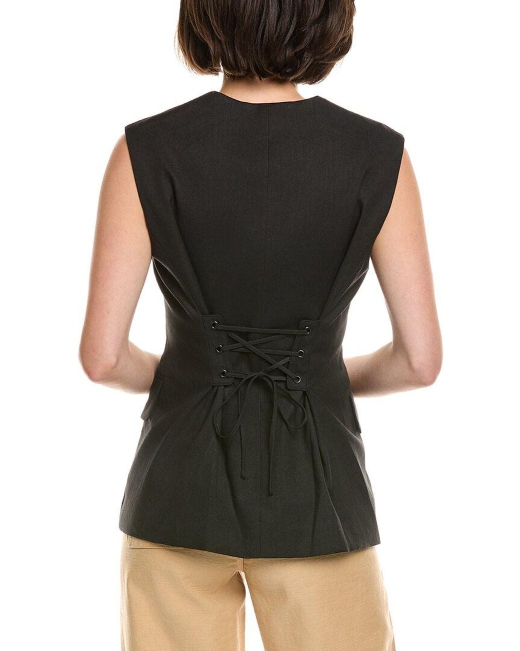 A.L.C. Black Noa Linen-Blend Vest