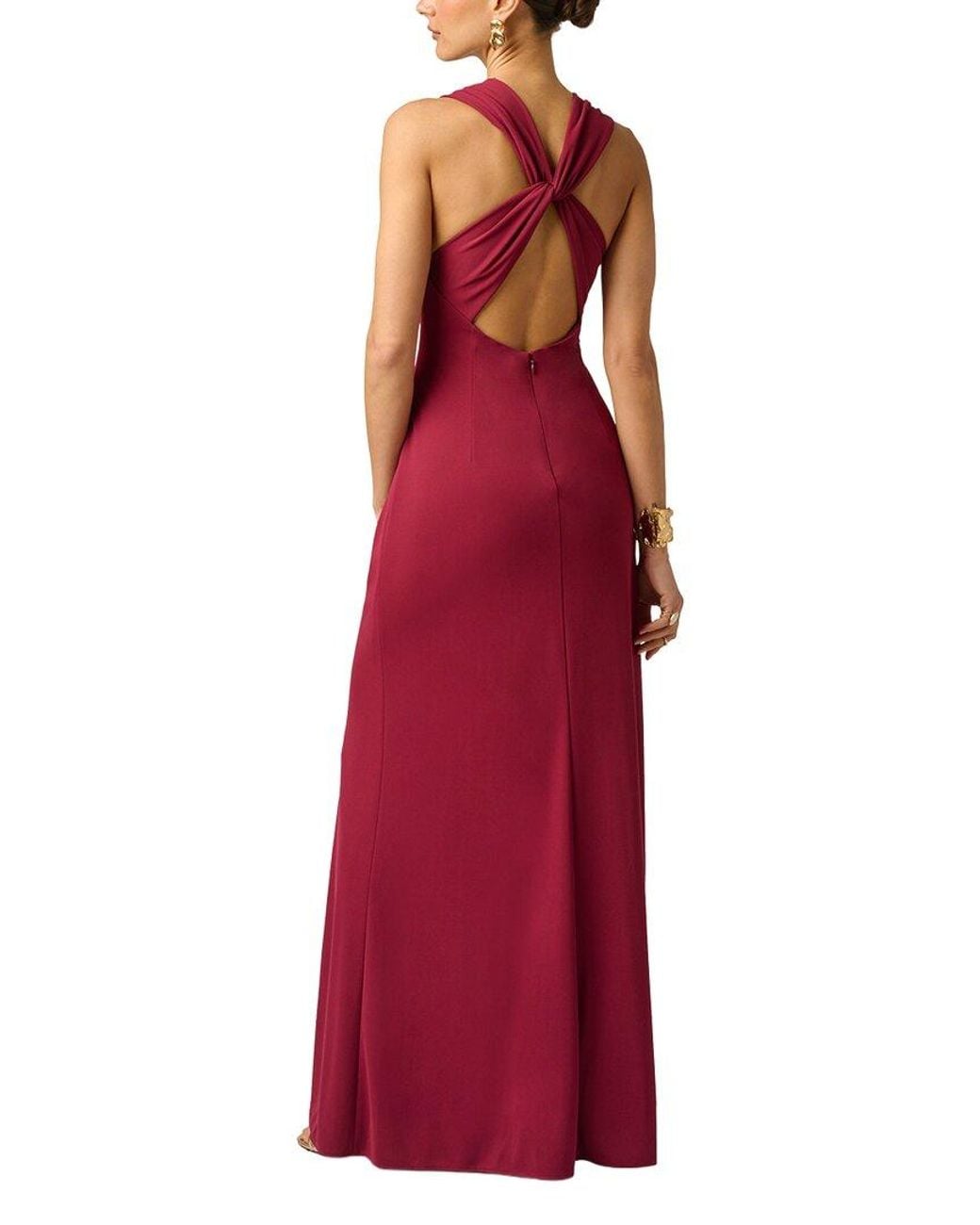 ADRIANNA EVE Red Artisan Matte Jersey Long Dress