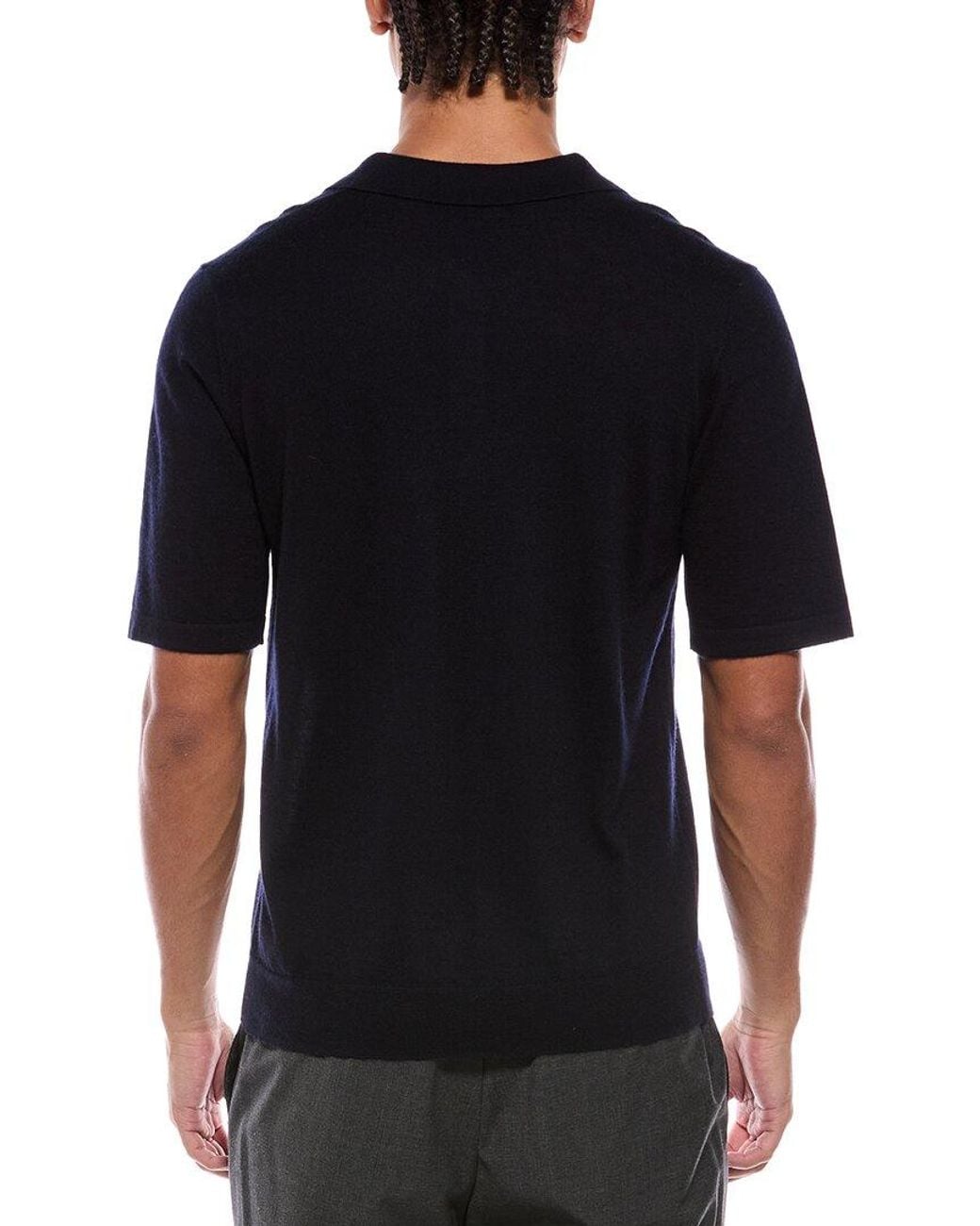 N.Peal Cashmere Black Relaxed Cashmere & Silk-Blend Polo Shirt for men