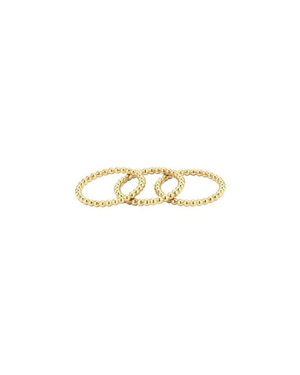 Adornia Metallic Tarnish Resistant 18K Plated Set Of Three Bead Rings