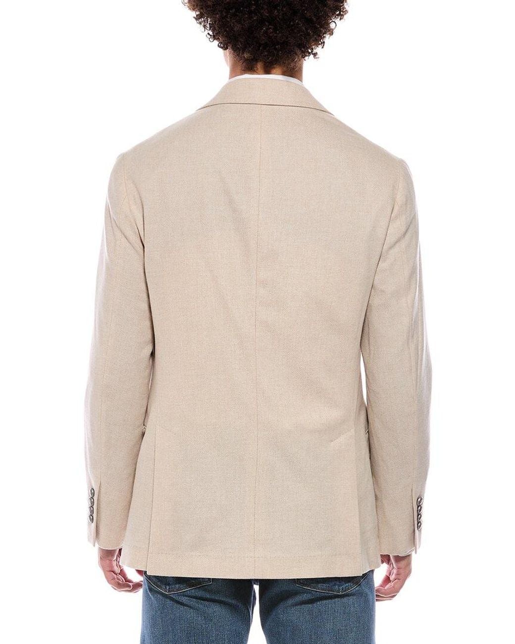 Brunello Cucinelli Natural Wool, Silk, & Cashmere-Blend Blazer for men
