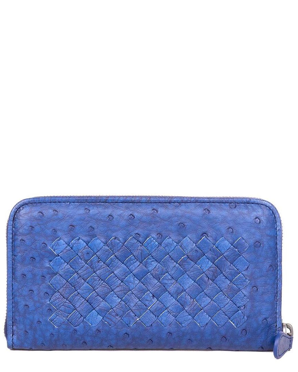 Bottega Veneta Intrecciato Leather Long Wallet in Blue for Men | Lyst