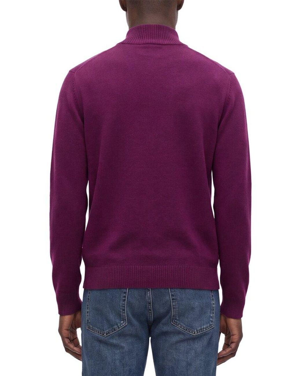Forte Purple Cashmere 100% Cashmere Mock Neck 1/4-Zip 100% Cashmere Sweater for men