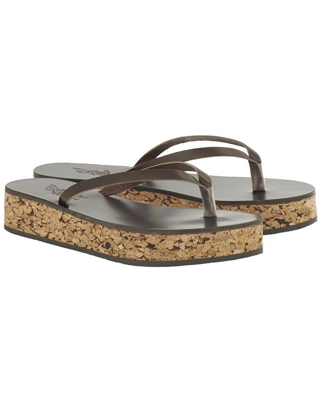 Ancient Greek Sandals Brown Spetses Leather Thong Sandal