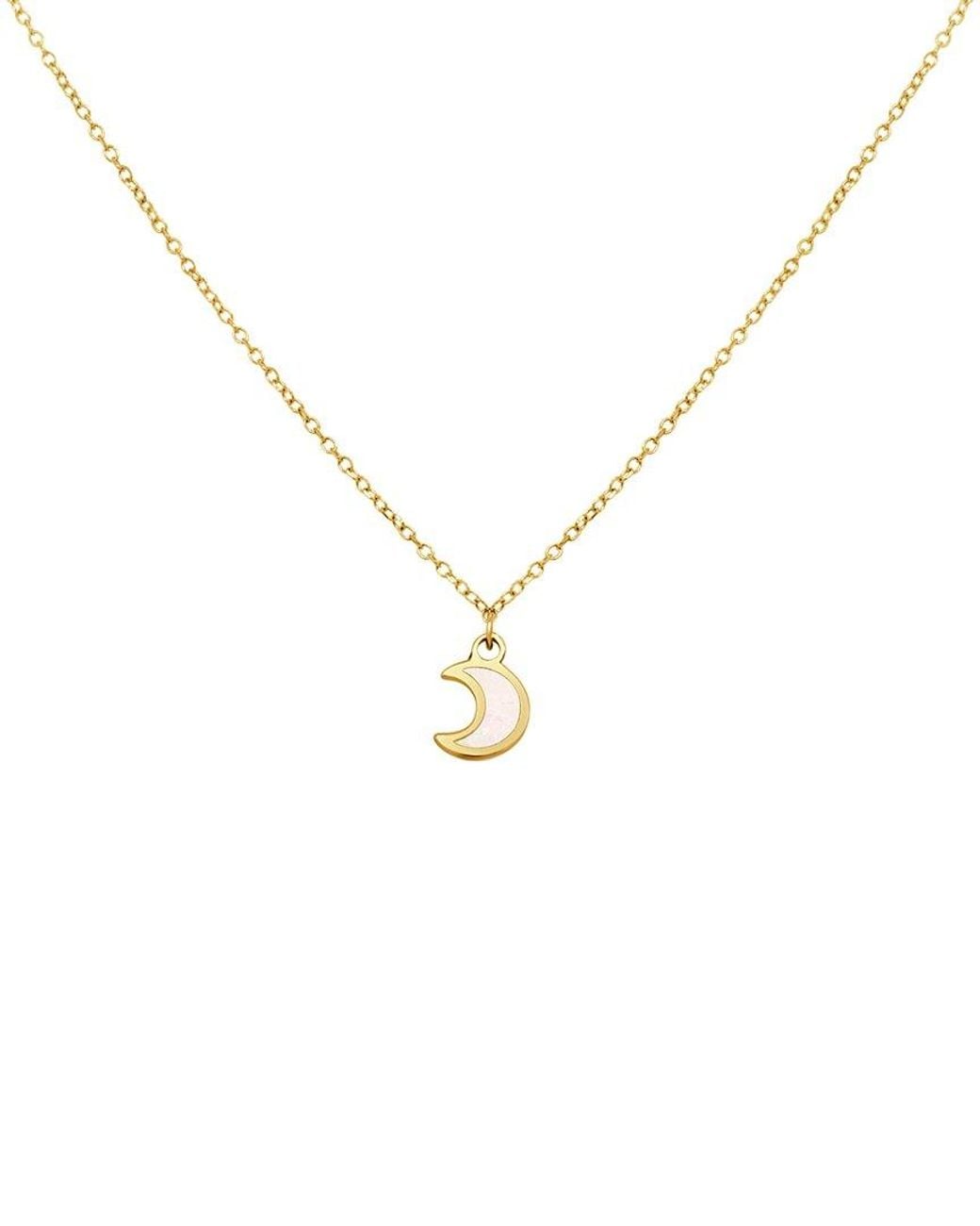 Italian Gold Metallic 14K Mother Of Pearl Moon Pendant