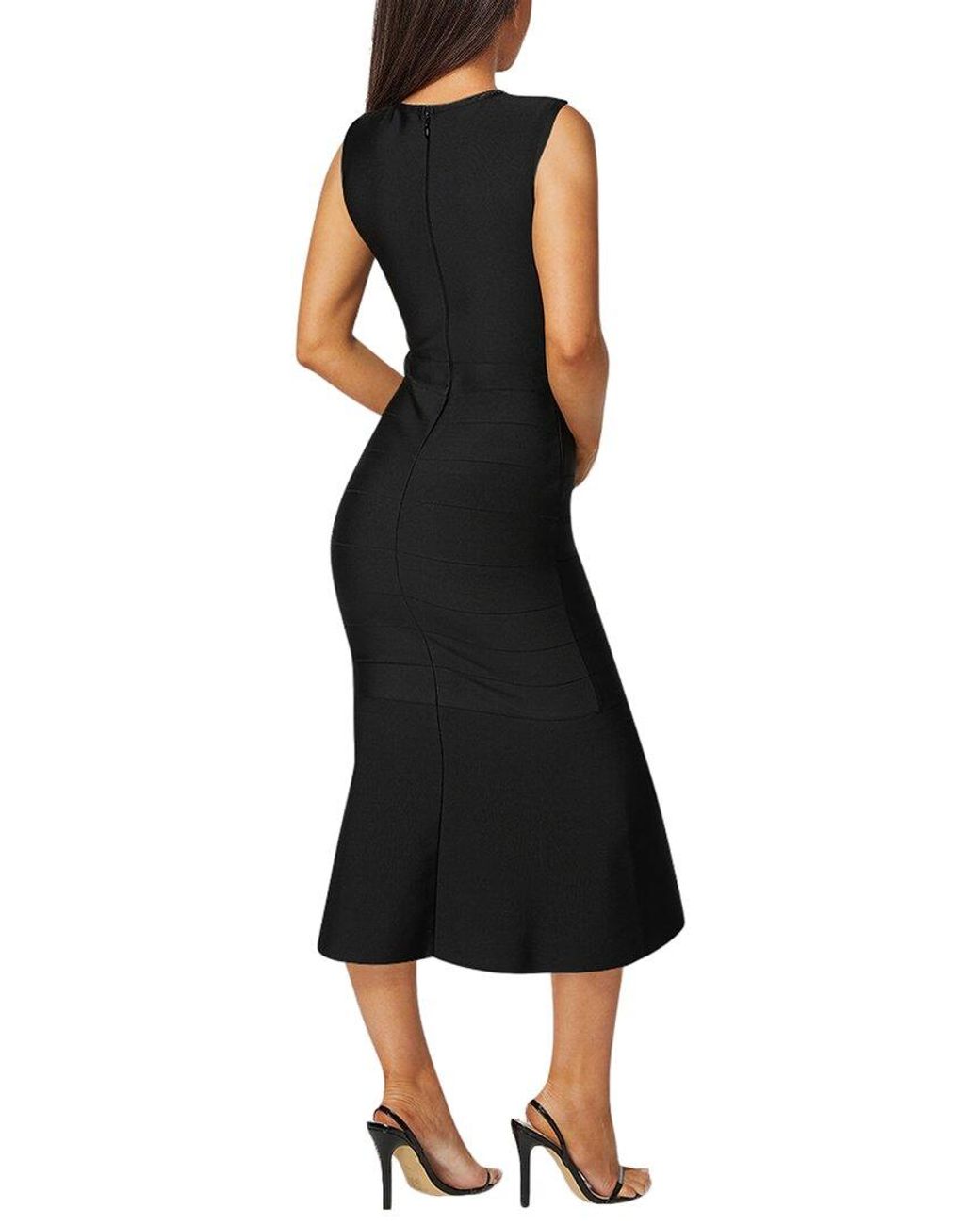 Bebe Black Bandage Flounce Dress