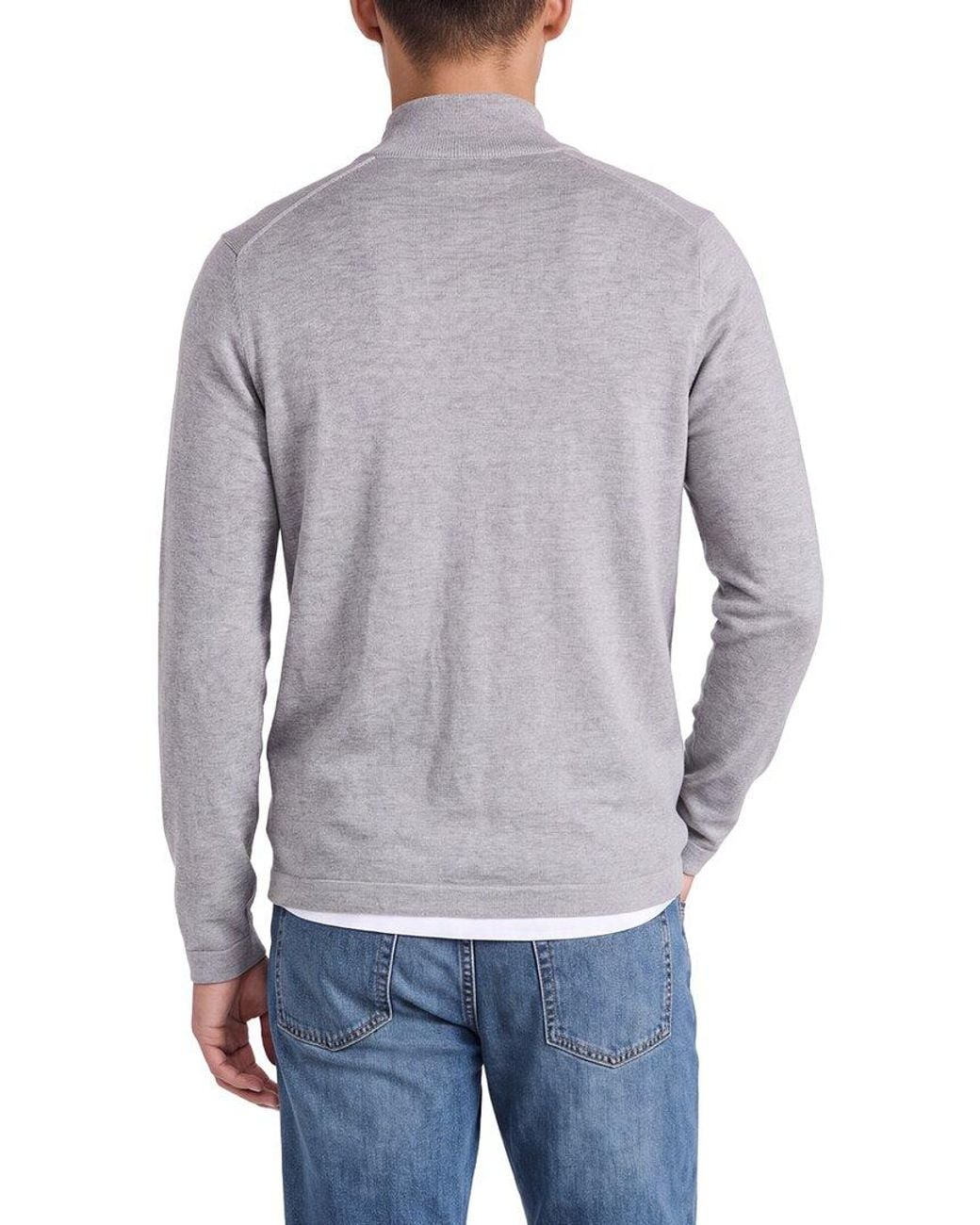 N.Peal Cashmere Gray Salcombe Cashmere-Blend 1/2-Zip Sweater for men