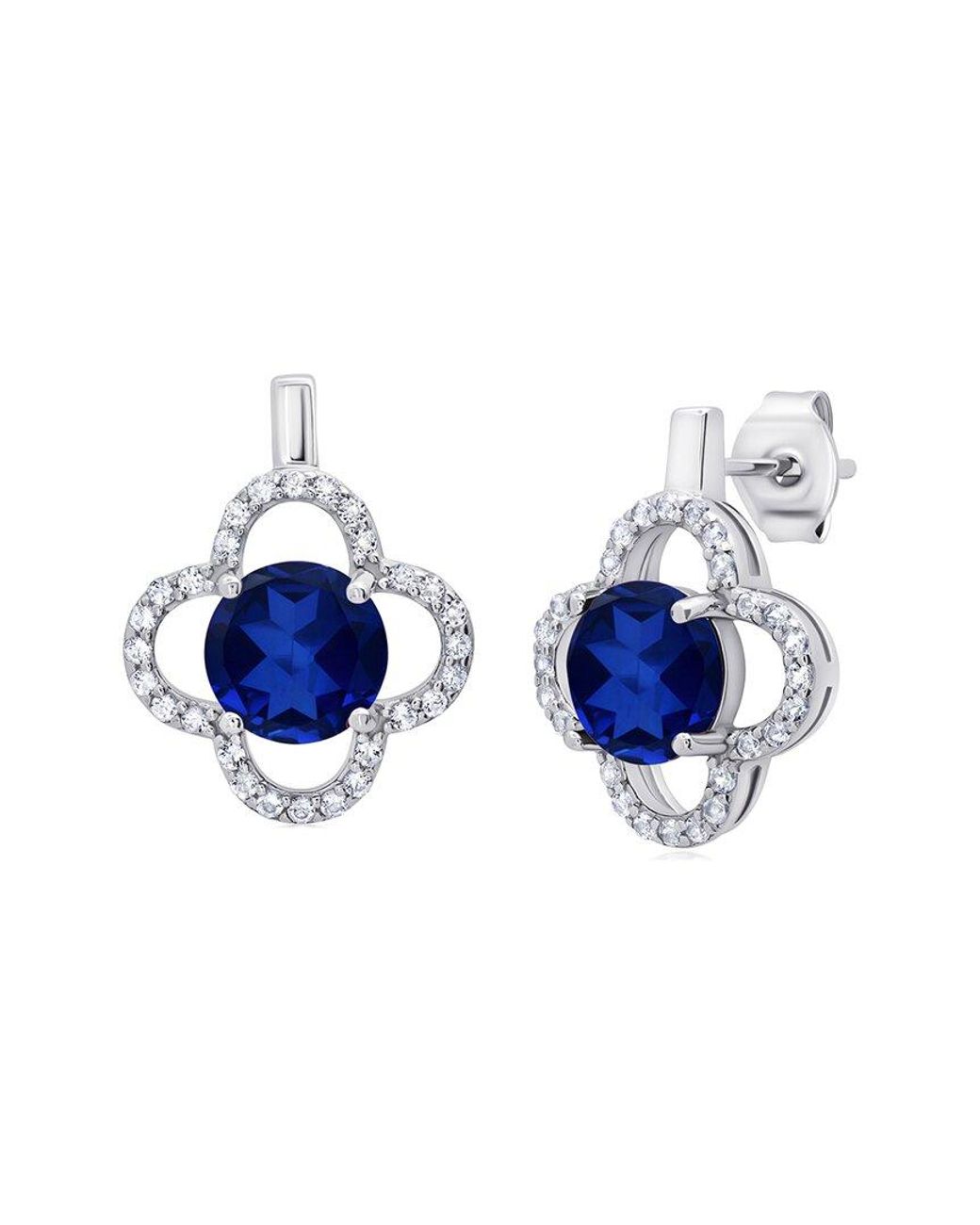 MaxColor Blue 3.00 Ct. Tw. Lab-Grown Sapphire Drop Earrings