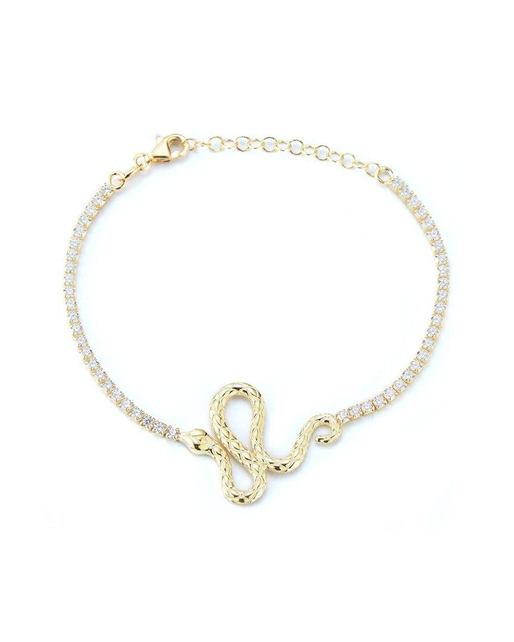 Sphera Milano White 14k Over Silver Cz Snake Tennis Bracelet