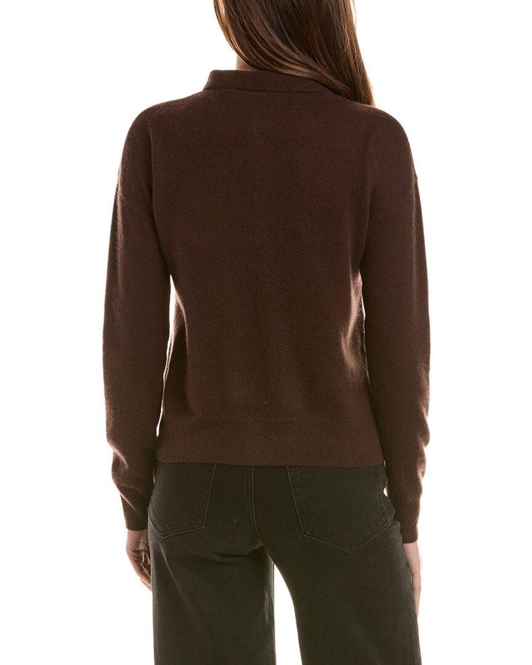 InCashmere Brown Zip Polo 100% Cashmere Cardigan