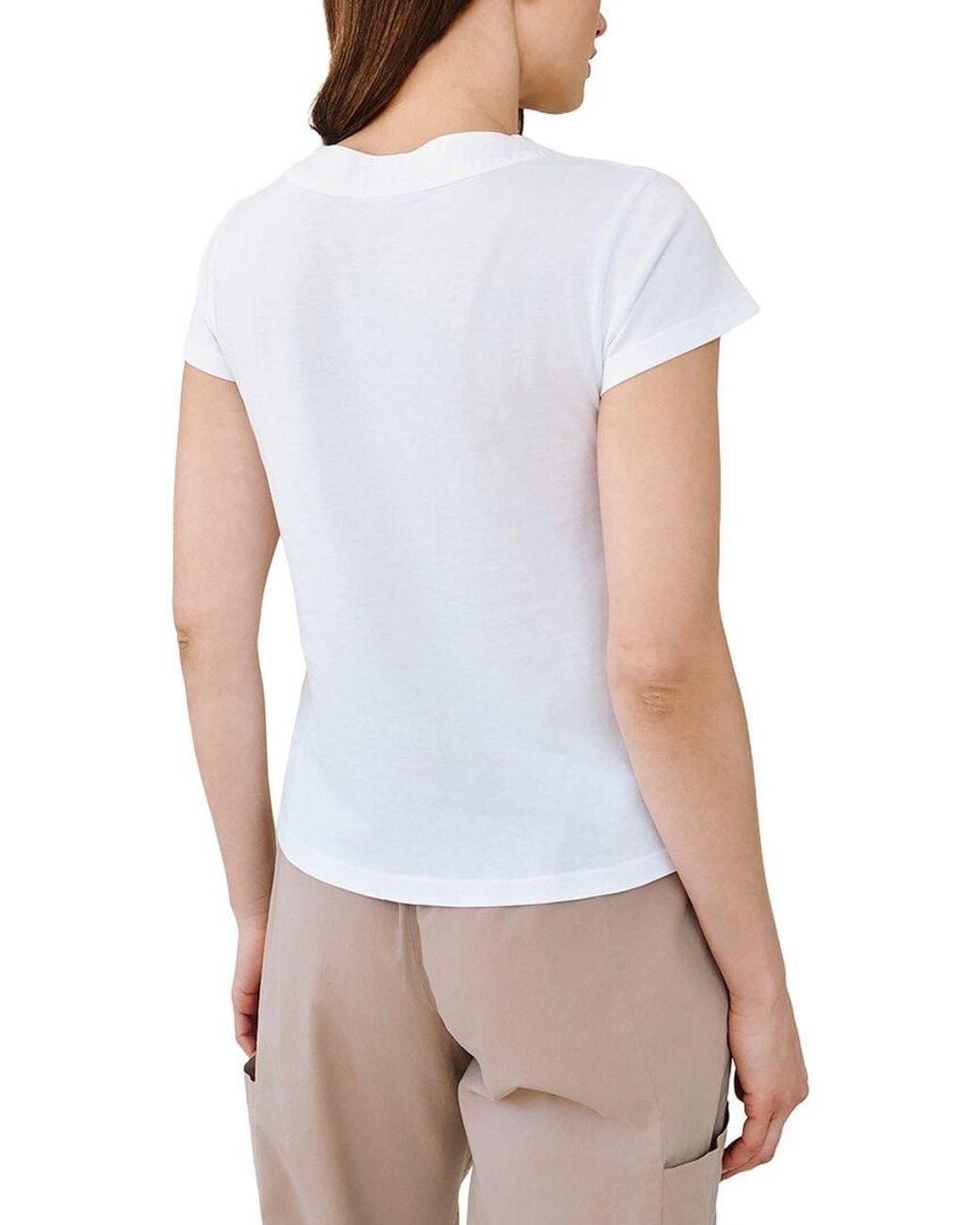 Bella Dahl White Mixed V-neck T-shirt