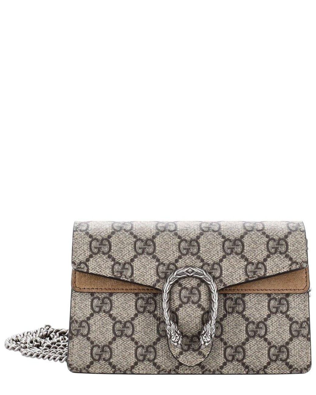Gucci Gray Gg Coated Canvas Dionysus Bag Super Mini (Authentic Pre-Loved)