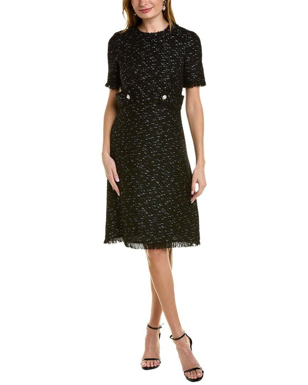 Teri Jon Tweed Shift Dress in Black Lyst