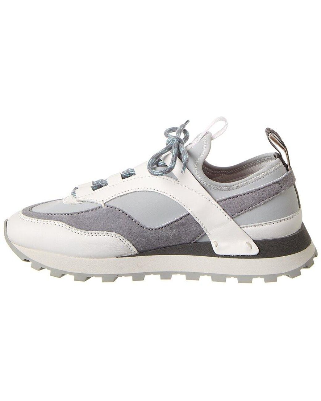 Ferragamo White Indy Leather & Suede Sneaker