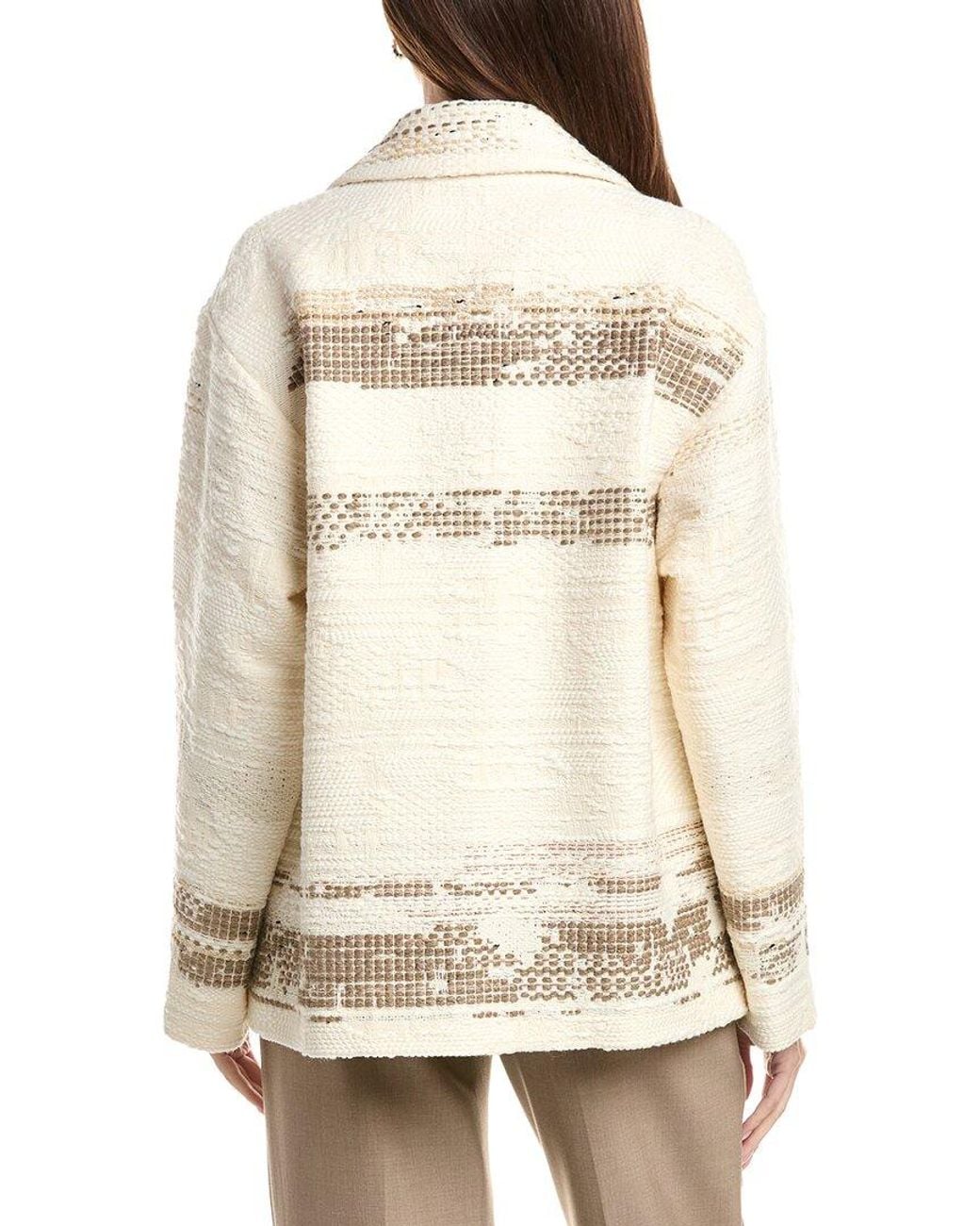 Lafayette 148 New York Natural Point Collar Wool-Blend Oversized Swing Coat