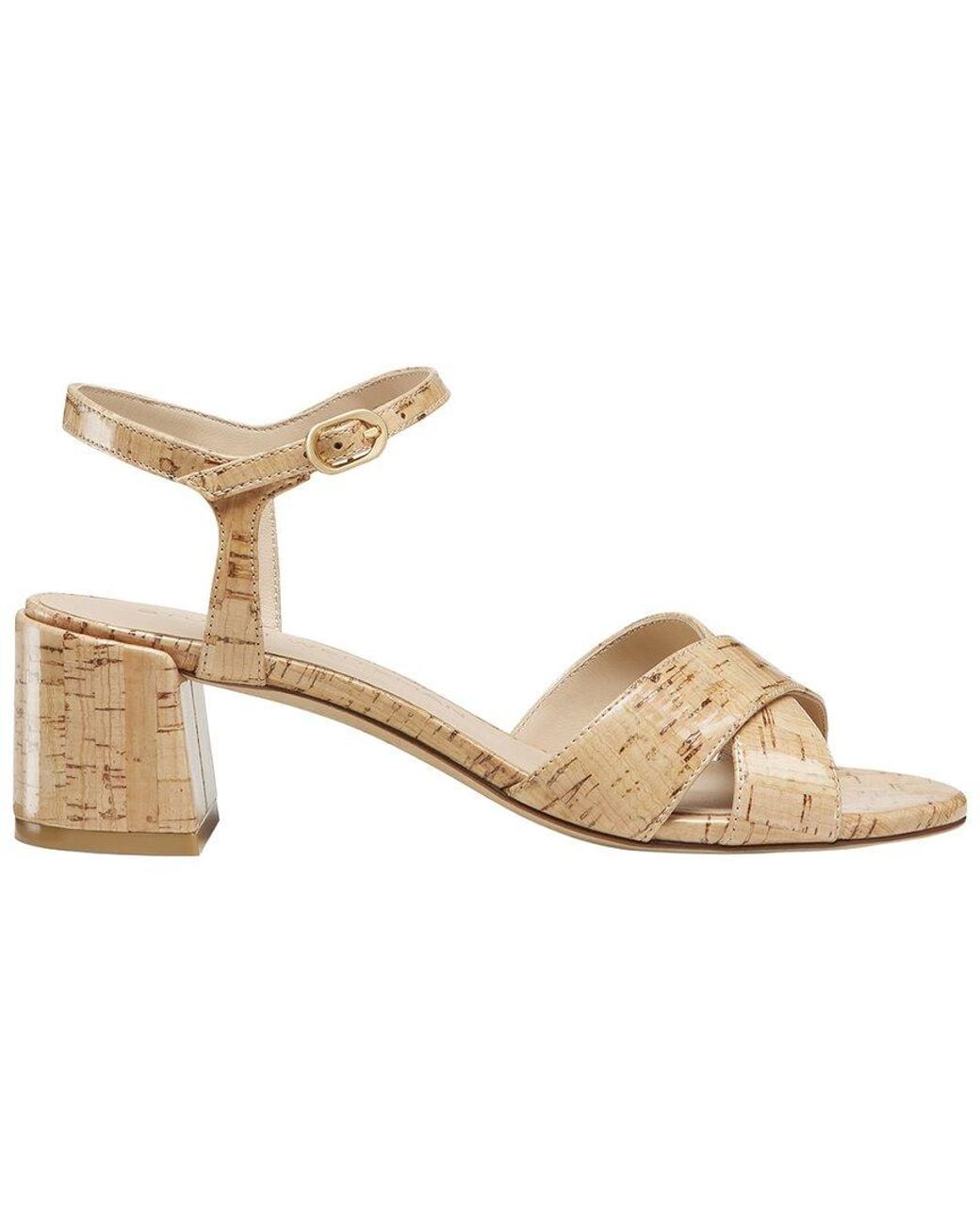 Stuart Weitzman Metallic Dayna Block 50 Cork Sandal