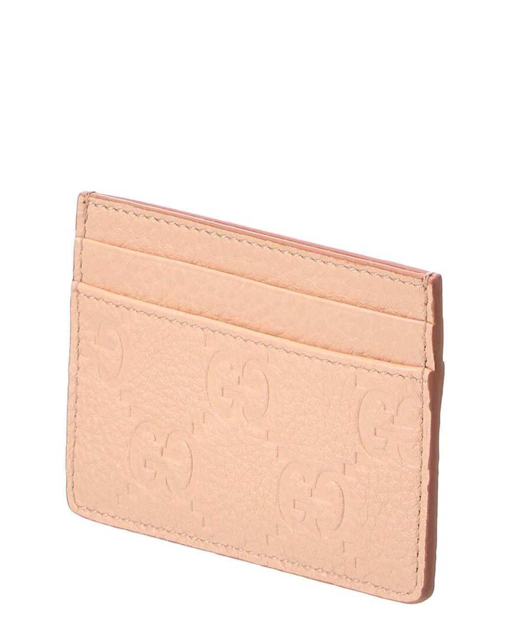 Gucci Pink Gg Emblem Leather Card Case