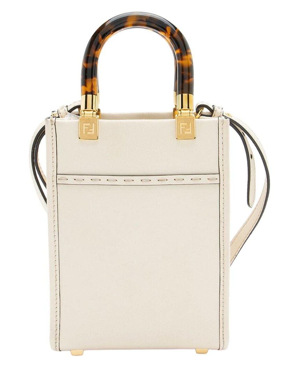 Fendi Natural Leather Sunshine Mini Shopper Tote (Authentic Pre-Loved)