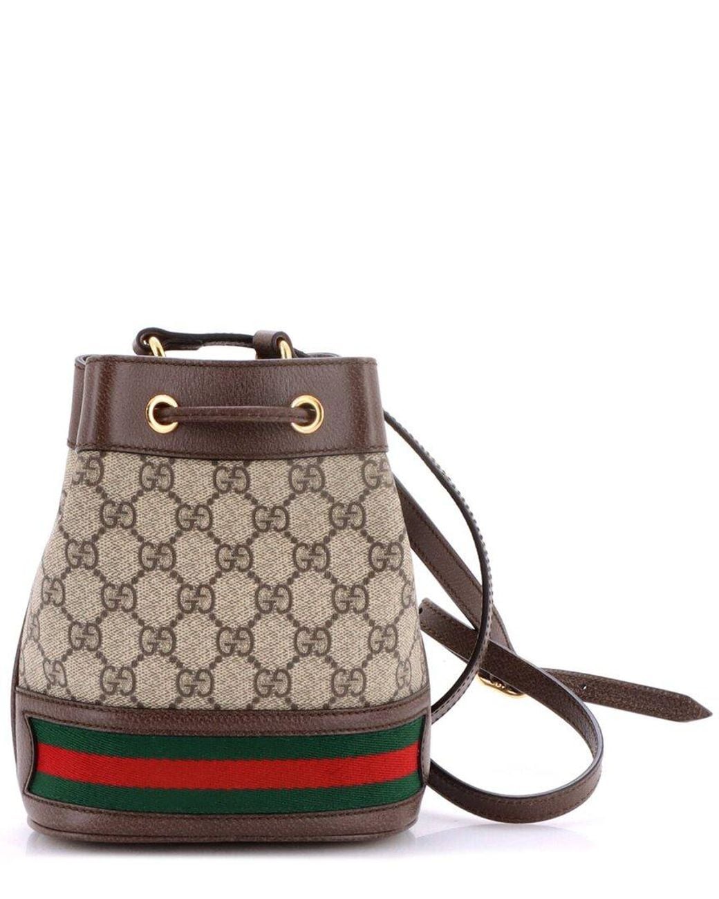 Gucci Multicolor Brown GG Coated Canvas Ophidia Bucket Bag Mini (authentic Pre-loved)