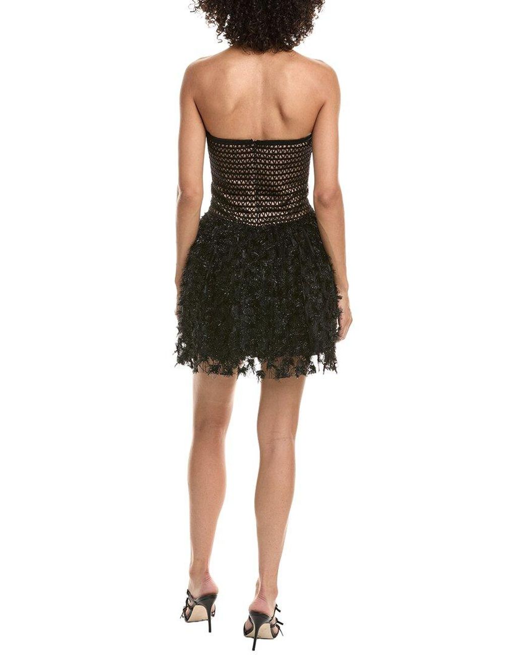 Tadashi Shoji Black Lula Flower Embellished Mini Dress