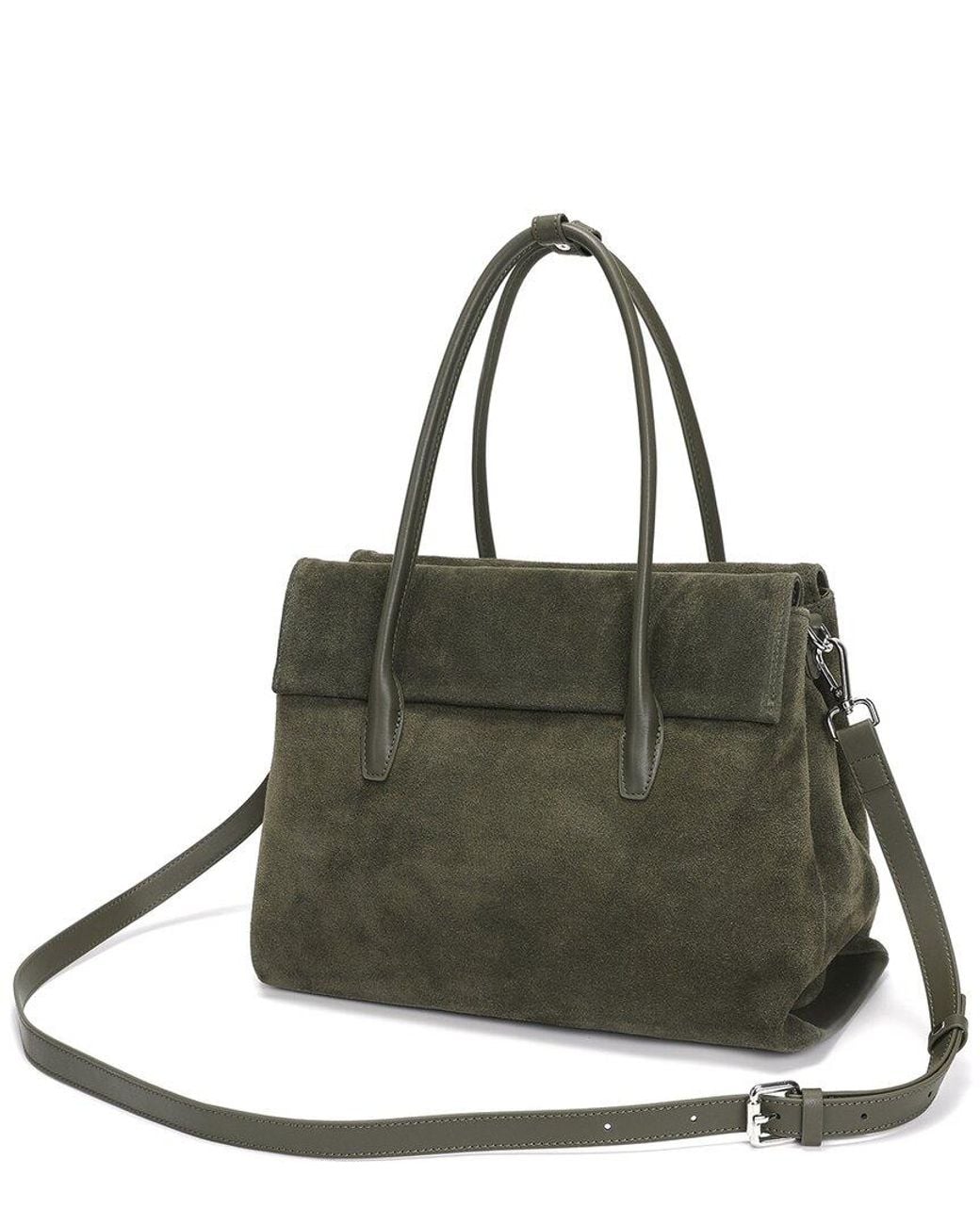 Tiffany & Fred Paris Black Suede Foldover Tote